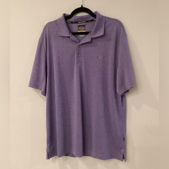GREG NORMAN TASSO ELBA FIVE IRON PLAY DRY POLO MENS L PURPLE NWOT - Picture 1 of 5